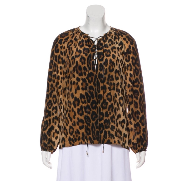 Altuzarra silk blouse with leopard print Sz: M / 8 - Picture 1 of 6